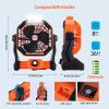 USB Rechargeable Fan Movable 6 t0 25 Hours runtime Adjustable Speed With LED Lights For Tent Fan
