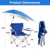 Foldable Beach Chair with Detachable Umbrella and Adjustable Armrest
