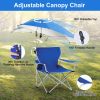 Foldable Beach Chair with Detachable Umbrella and Adjustable Armrest