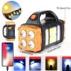 Multifunctional Solar LED+COB Light With Handle; USB Charging Waterproof for Outdoor Camping Safety Emergency at Night